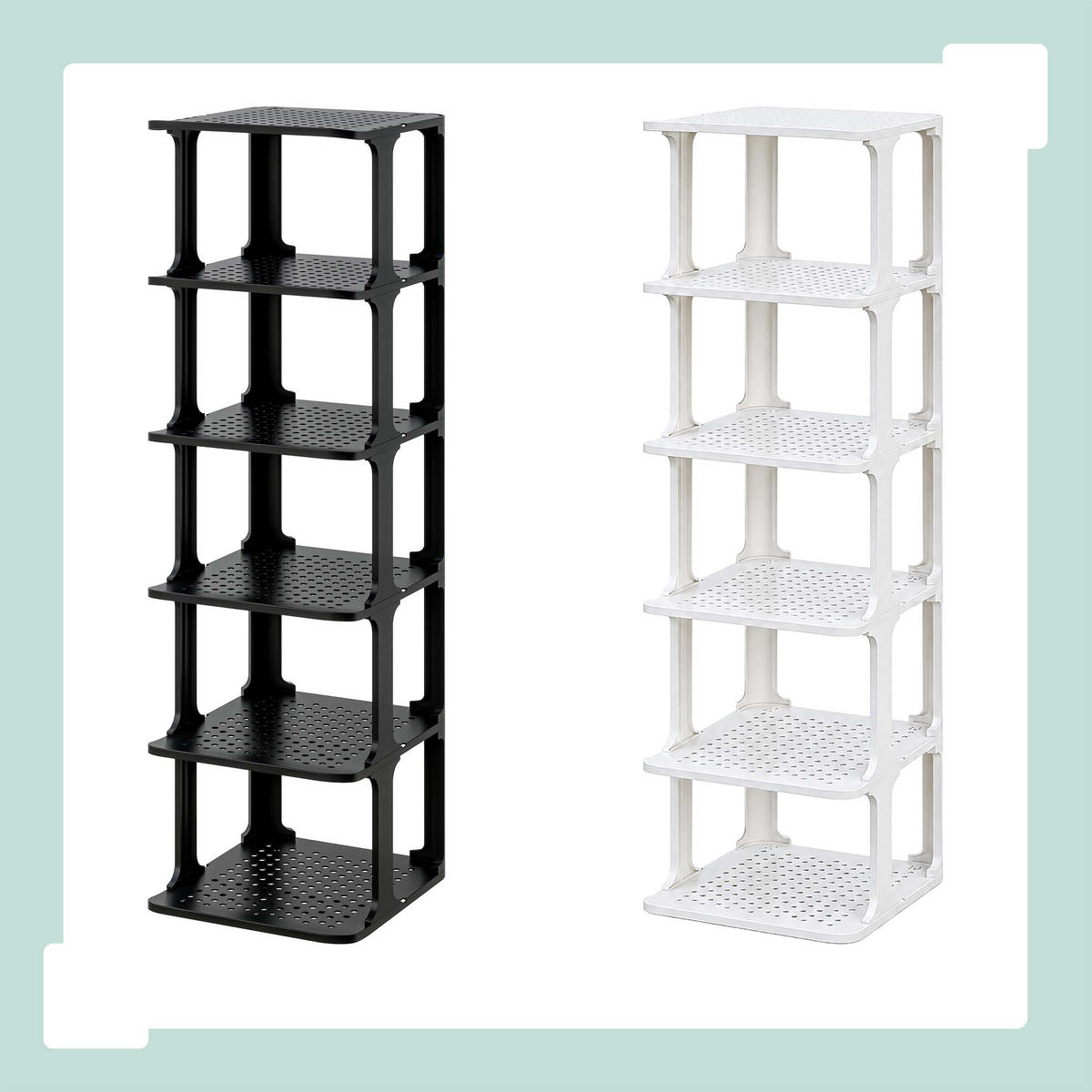 POLICA Crna za cipele slagiva 6-dijelni-set 91 cm - crna, plastika (26.5/91/30.5cm) - Relaxdays