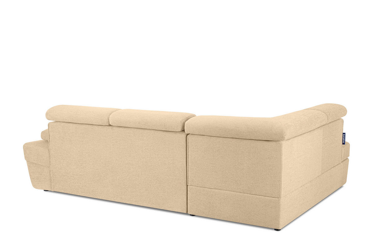 SCHLAFECKSOFA RATLO links 4/5-Sitzer mit Bettkasten, beige - Beige/Silberfarben, Textil (270/190cm) - KONSIMO®