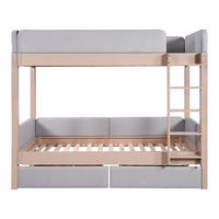 ETAGENBETT 90x200cm mit weiche Antikollisions-Schwammkante, Grau+Natur - Grau, Holz (98/216cm) - KOMHTOM