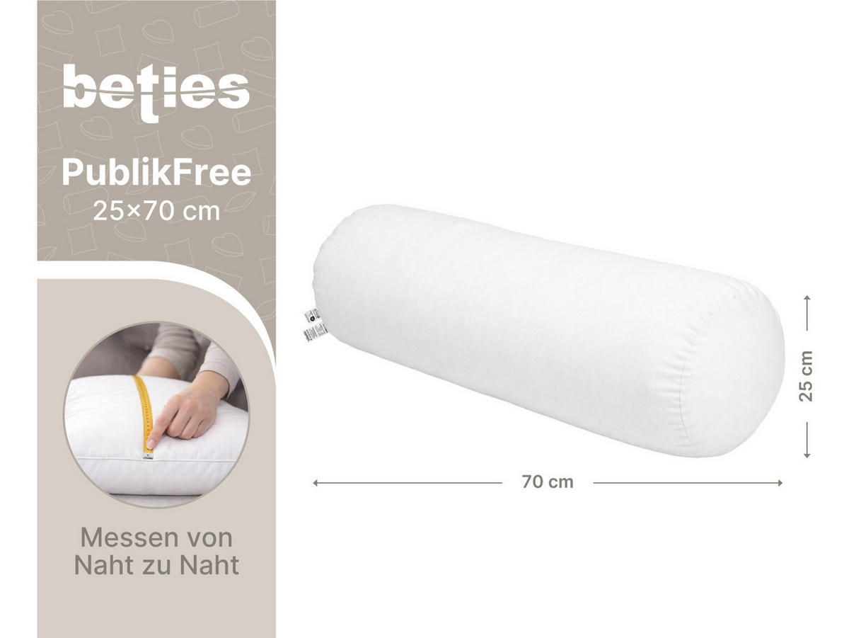 XL-NACKENROLLE PublikFree Faserbällchen 25/70 cm - Weiß, Naturmaterialien/Kunststoff (25/70cm) - beties Heimtextil