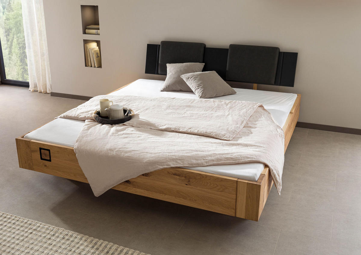 BETT Massivholz Wildeiche 200 x 200 x 86 natur KITZBÜHEL #159 - Naturfarben, Holz (200/200cm) - Massivmoebel24