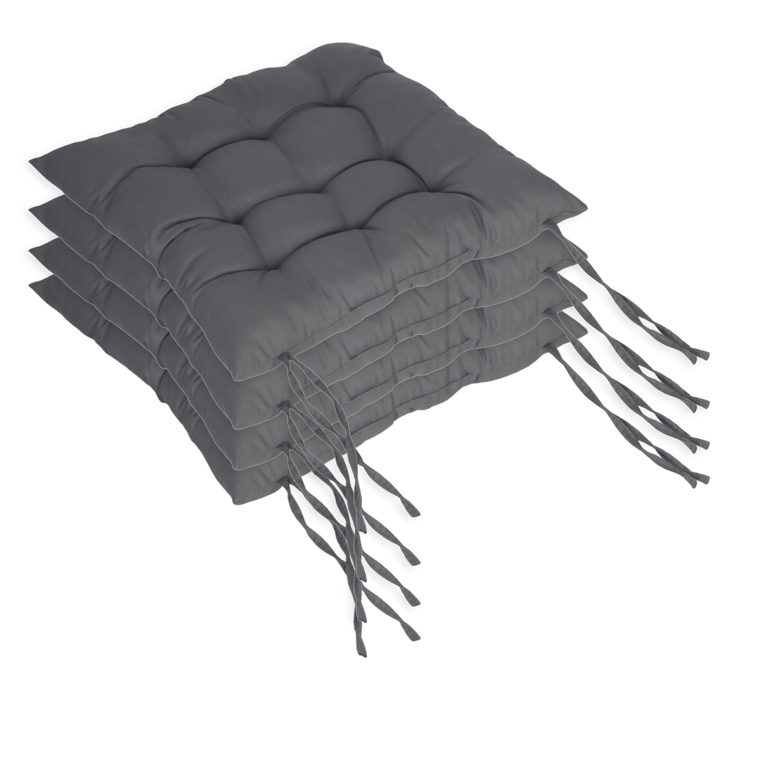 4XSTUHLKISSEN - Anthrazit, Kunststoff/Textil (40/40/5cm) - Relaxdays