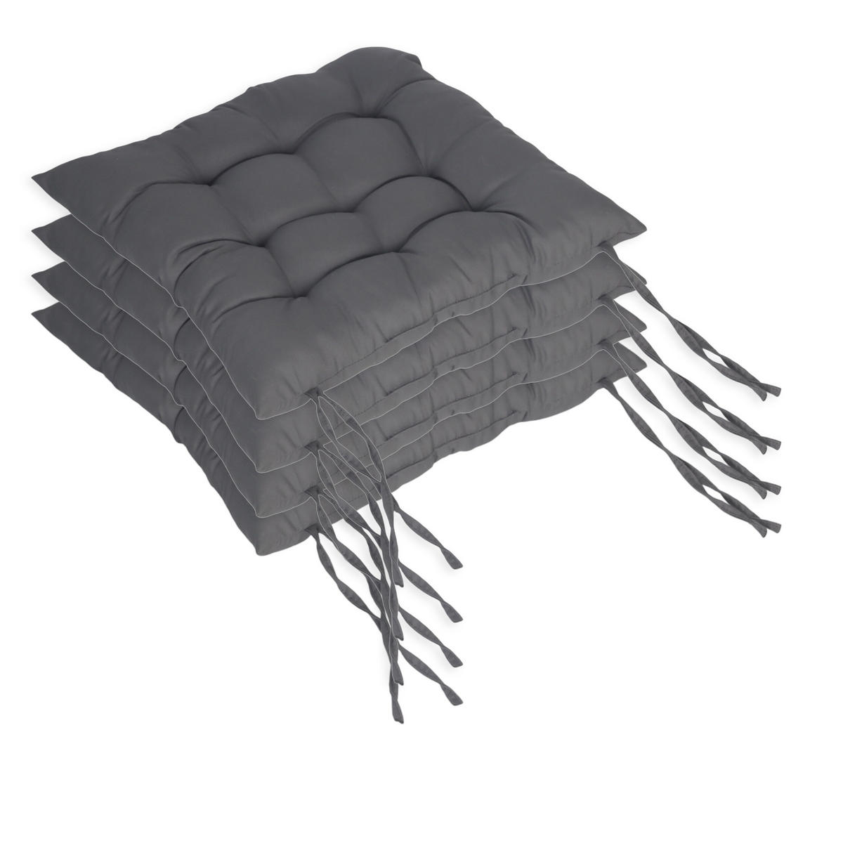 4XSTUHLKISSEN - Anthrazit, Kunststoff/Textil (40/40/5cm) - Relaxdays