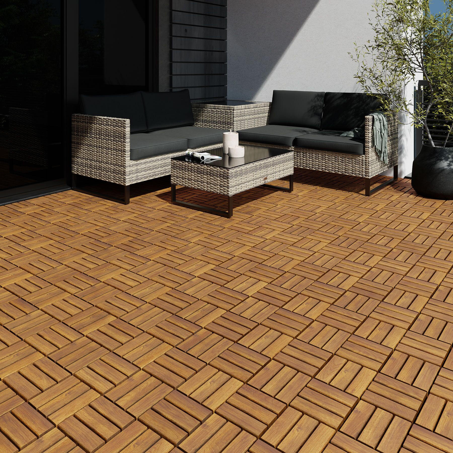 TERRASSENFLIESEN Tabula,31 x 31 x 2,2 cm,braun - Braun, Holz (31/31/2.2cm) - tectake