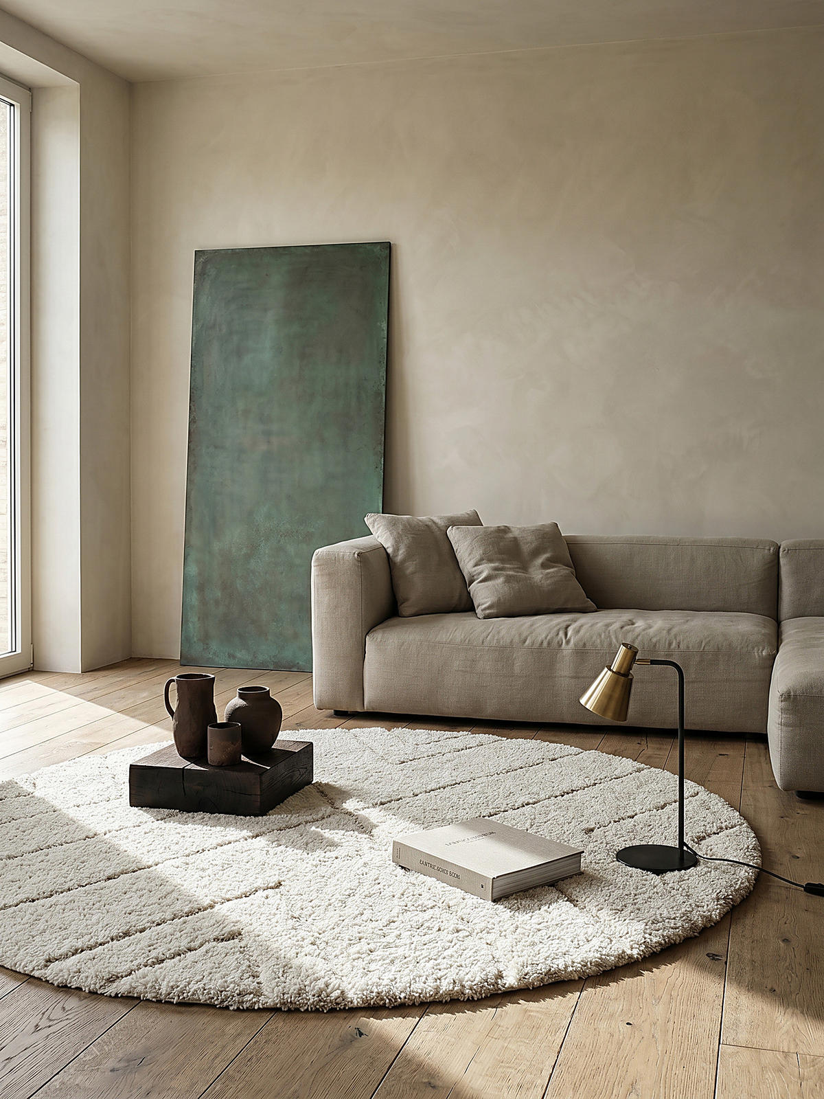 RUNDTEPPICH Berber ATRIO Polypropylen Creme 120 x 120 cm - Beige, Textil (120/120cm) - KADIMA DESIGN