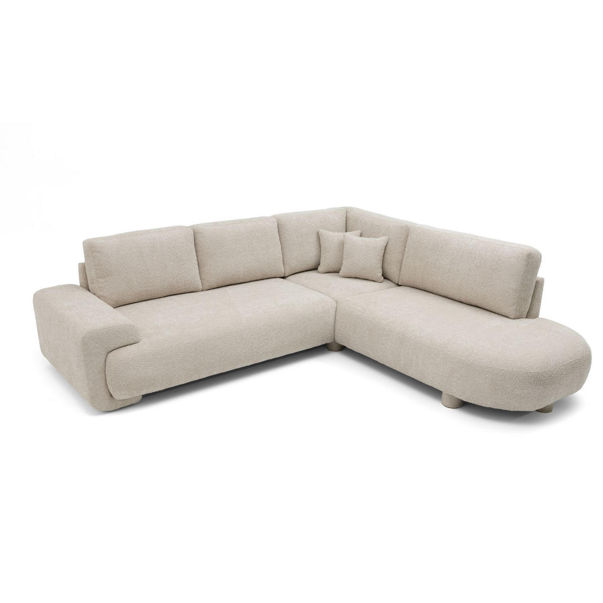 4-SITZER Ecksofa MIRABEL L Rechts 255x285 cm Bouclé Creme - Creme, Holz/Kunststoff (255/285cm) - Muffo