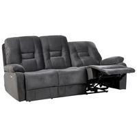 SOFA elektrisch verstellbar 3-Sitzer Samtstoff Dunkelgrau Bergen - Dunkelgrau/Grau, Textil (202/101/72cm) - Beliani