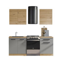 KÜCHENZEILE 140 cm - Nexa K13-G140 - in Beige / Matt - Beige/Schwarz, Holz/Metall (140/212/58cm) - ROYAL24_MARKT