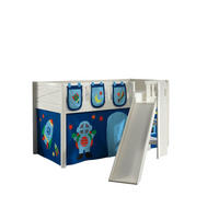 HOCHBETT mit Rutsche Karyl Massivholz Weiß Textilset Astro 3 - Blau/Weiß, Holz (90/200cm) - 58aufmkessel
