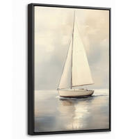 LEINWAND Bilder mit Rahmen - Segelschiff - Meer - Bewölkt - 20x30 - Creme, Textil (20/30cm) - MuchoWow