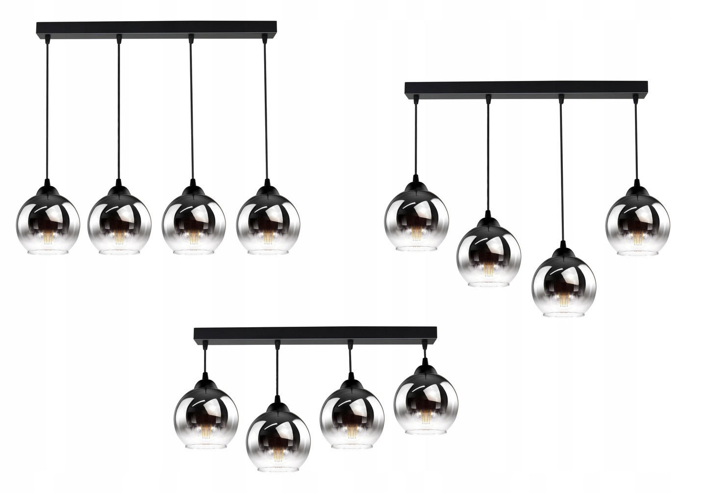 PENDELLEUCHTE MASUR - Transparent/Anthrazit, Glas/Metall (15/80/80cm) - kiki design