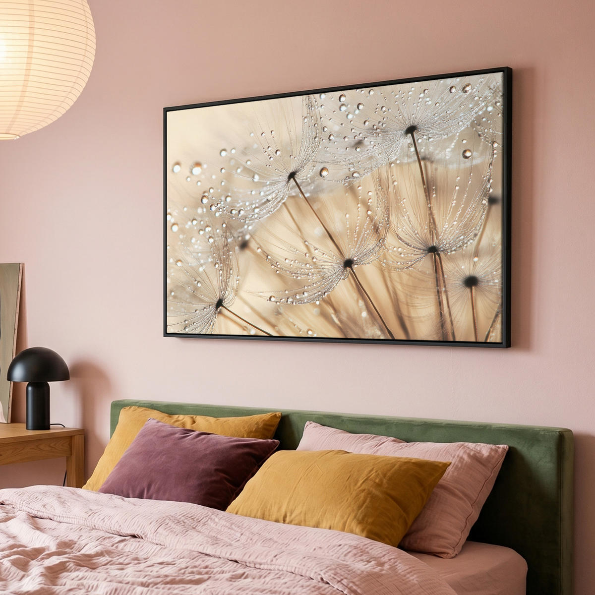 LEINWAND Bilder mit Rahmen - Löwenzahn - Abstrakt - Natur - Beige - 120x80 - Braun, Textil (120/80cm) - MuchoWow