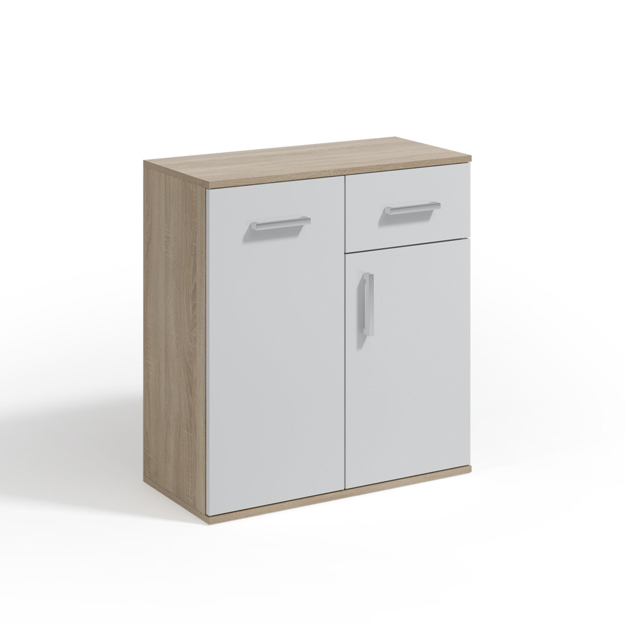 Masseno Kommode Sonoma Eiche, Weiß 75x85x33 cm