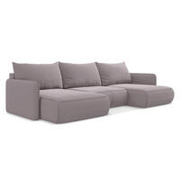 WOHNLANDSCHAFT Samt Stoff Violett - Lila/Flieder, Kunststoff/Textil (290/86/148cm) - Makamii