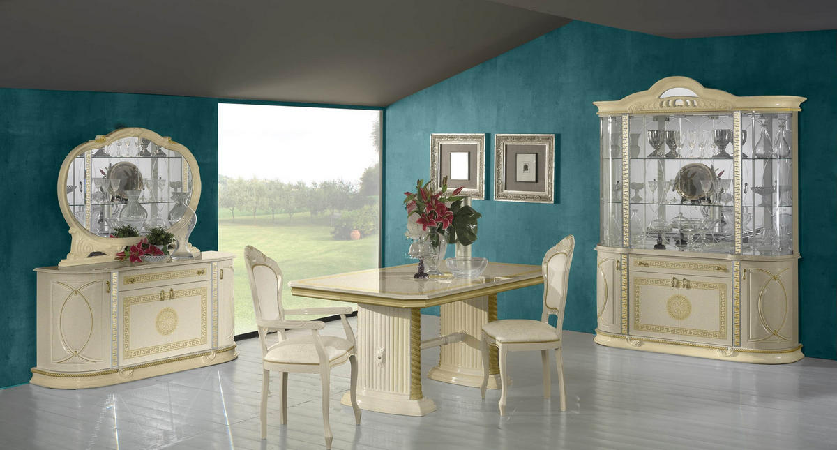 ESSTISCH VENUS in Beige/Gold 185 - 230 cm - Beige/Goldfarben, Holzwerkstoff (105/185/75cm) - Interdesign24