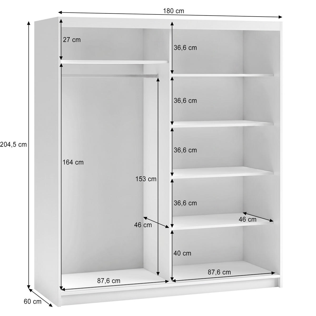 SCHWEBETÜRENSCHRANK Donatello mit 2 Türen. 180 cm, Kaschmir+eiche Artisan - Kaschmir/Eiche Artisan, Holzwerkstoff (180/205/60cm) - Beautysofa