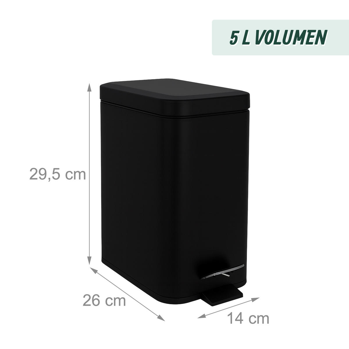 BAD-MÜLLEIMER - Schwarz, Kunststoff/Metall (14/29.5/26cm) - Relaxdays