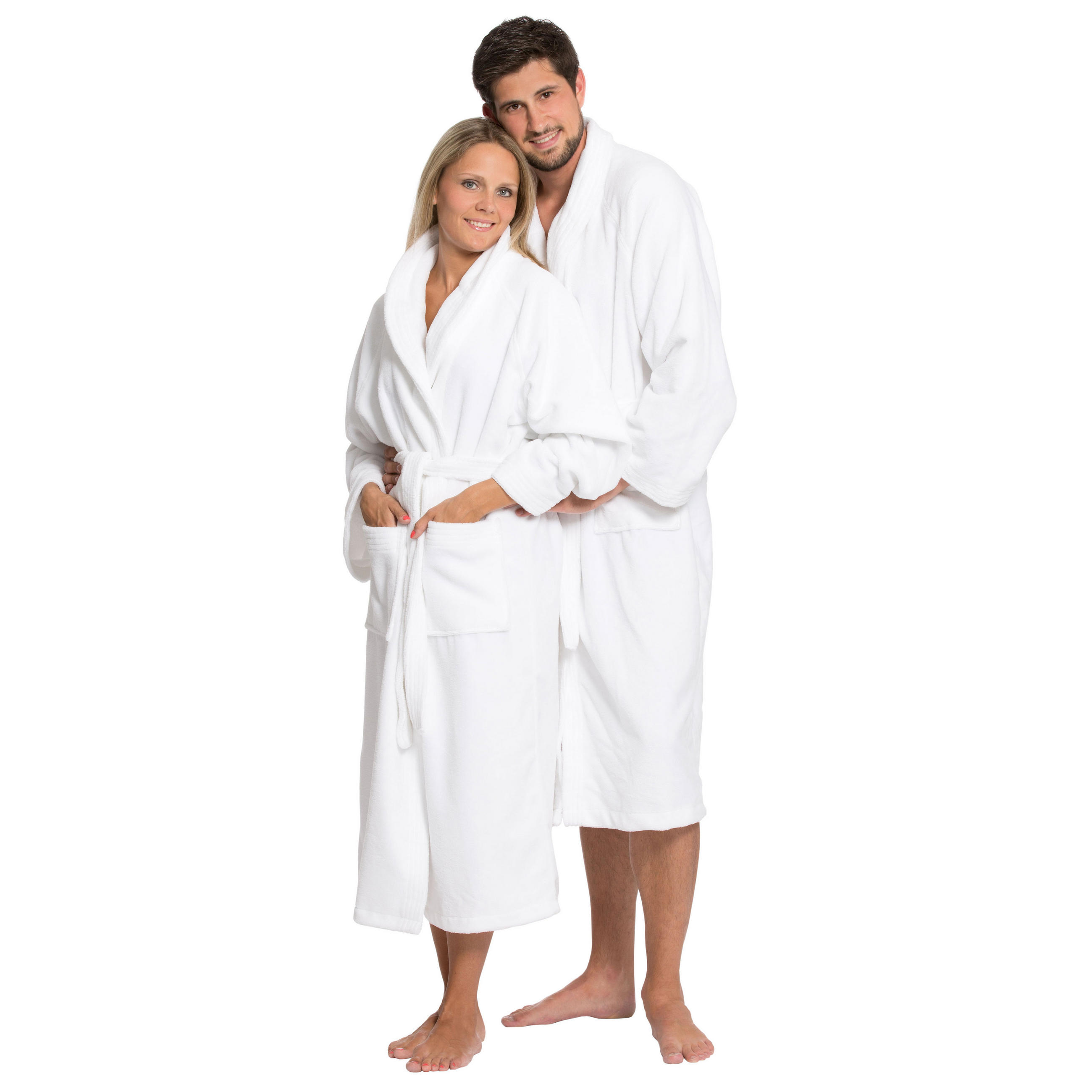 BADEMANTEL, L, 50% Polyester, 50% Baumwolle, Weiß - Weiß, Textil (Lcm) - Zollner