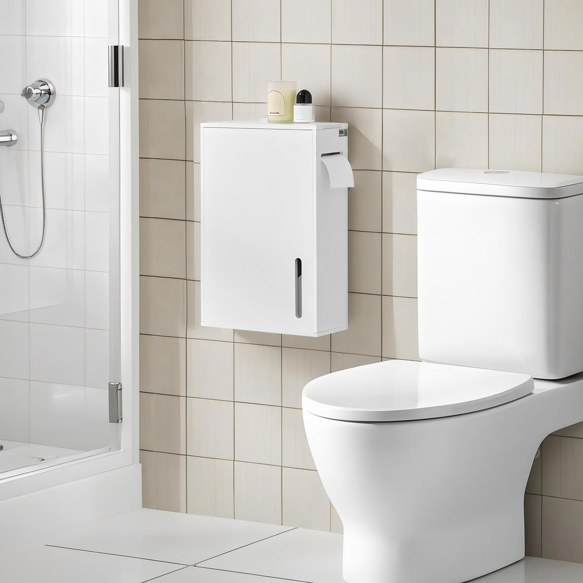 TOILETTENROLLENHALTER Weiß - Weiß, Holzwerkstoff (14/42/30cm) - SoBuy