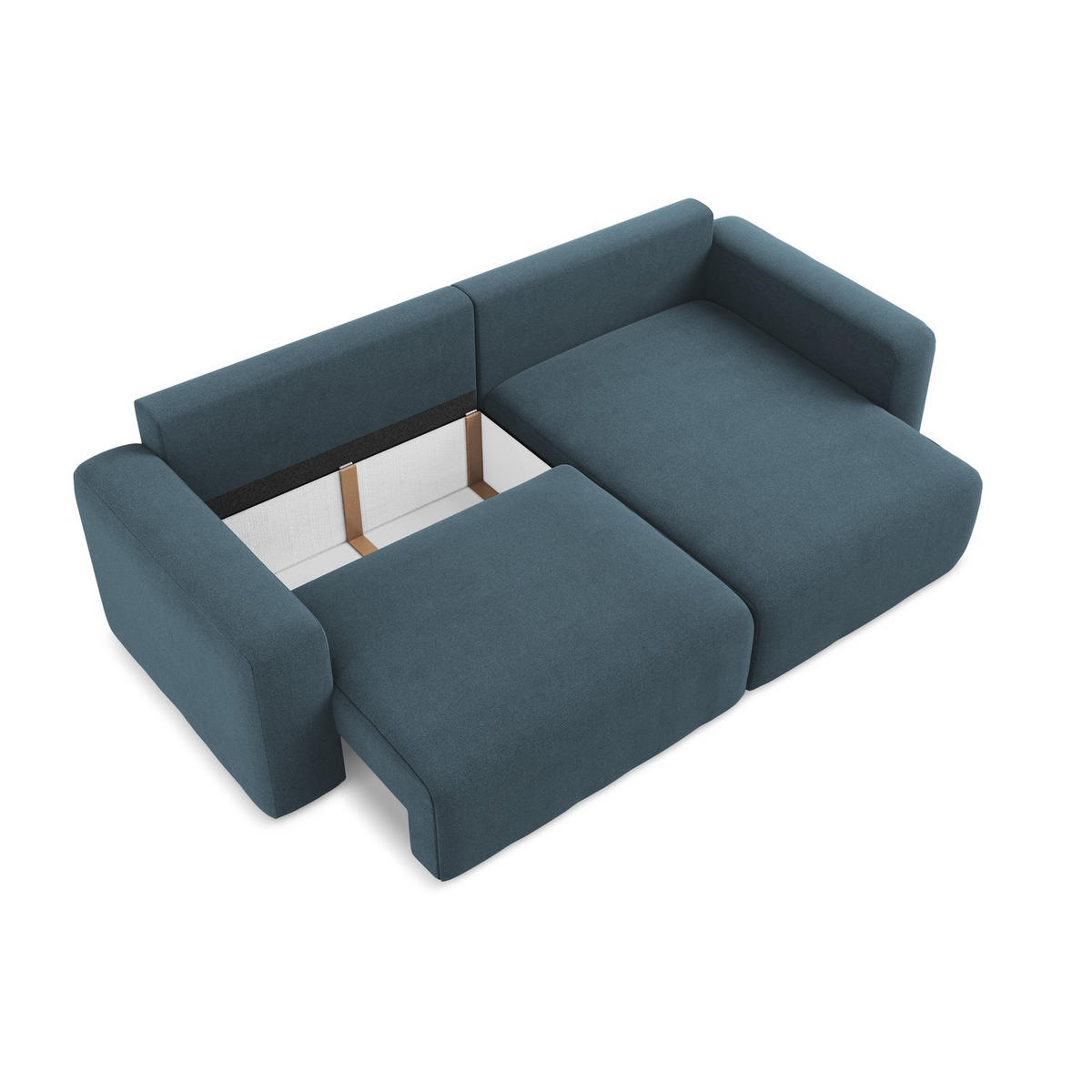 ECKSOFA mit Schlaffunktion rechts Strukturstoff Stoff Blau - Blau/Pink, Kunststoff/Textil (244/149cm) - LaMiaSofa