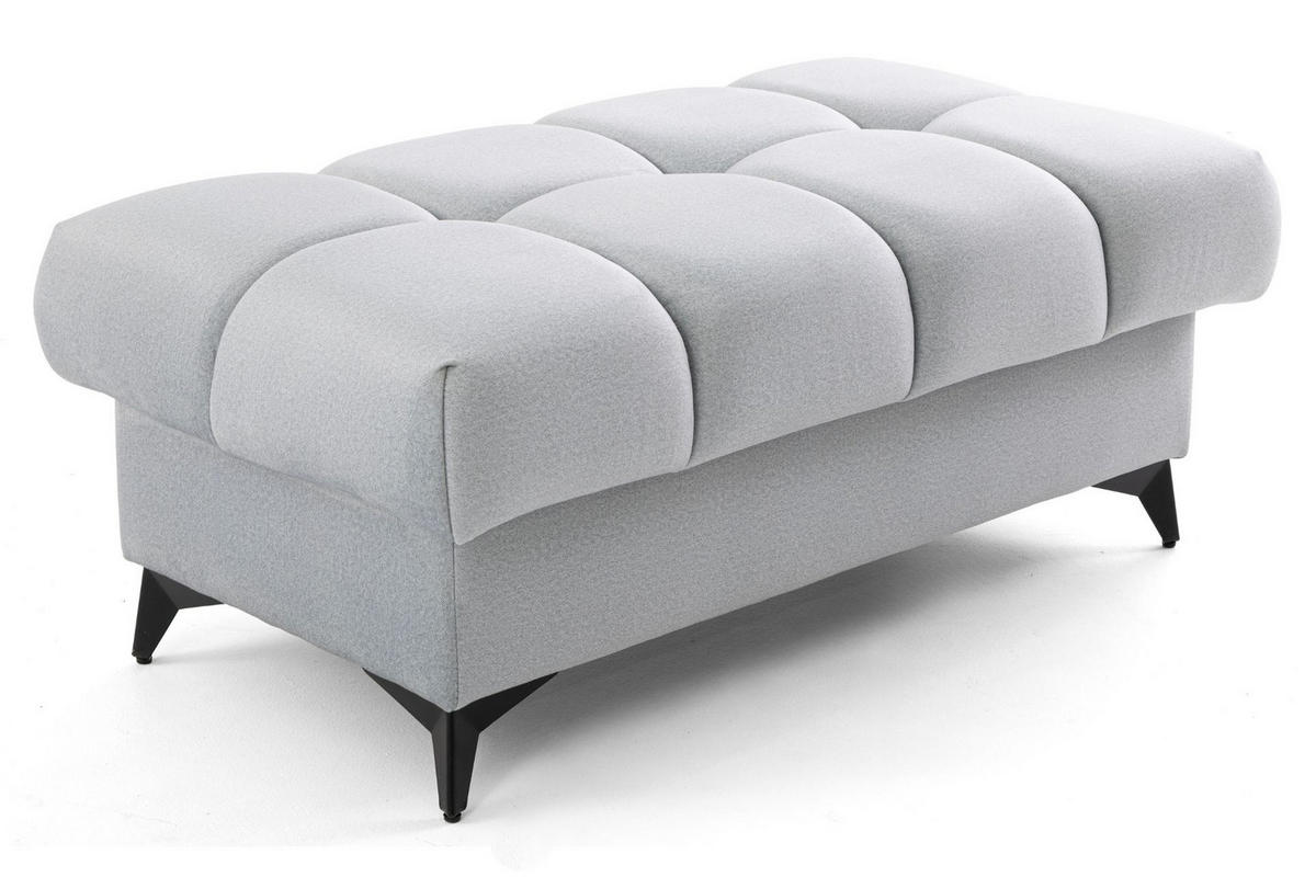 POUF PUDDING 110 x 60 cm Velours Hellgrau - Hellgrau/Schwarz, Holz/Textil (110/43/60cm) - Muffo