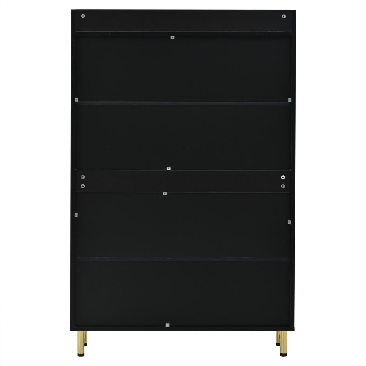 SCHUHSCHRANK aus MDF 160x23x123,5cm in Schwarz mit Metallsockel - Schwarz, Holzwerkstoff (160/123.5/23.5cm) - Modfu