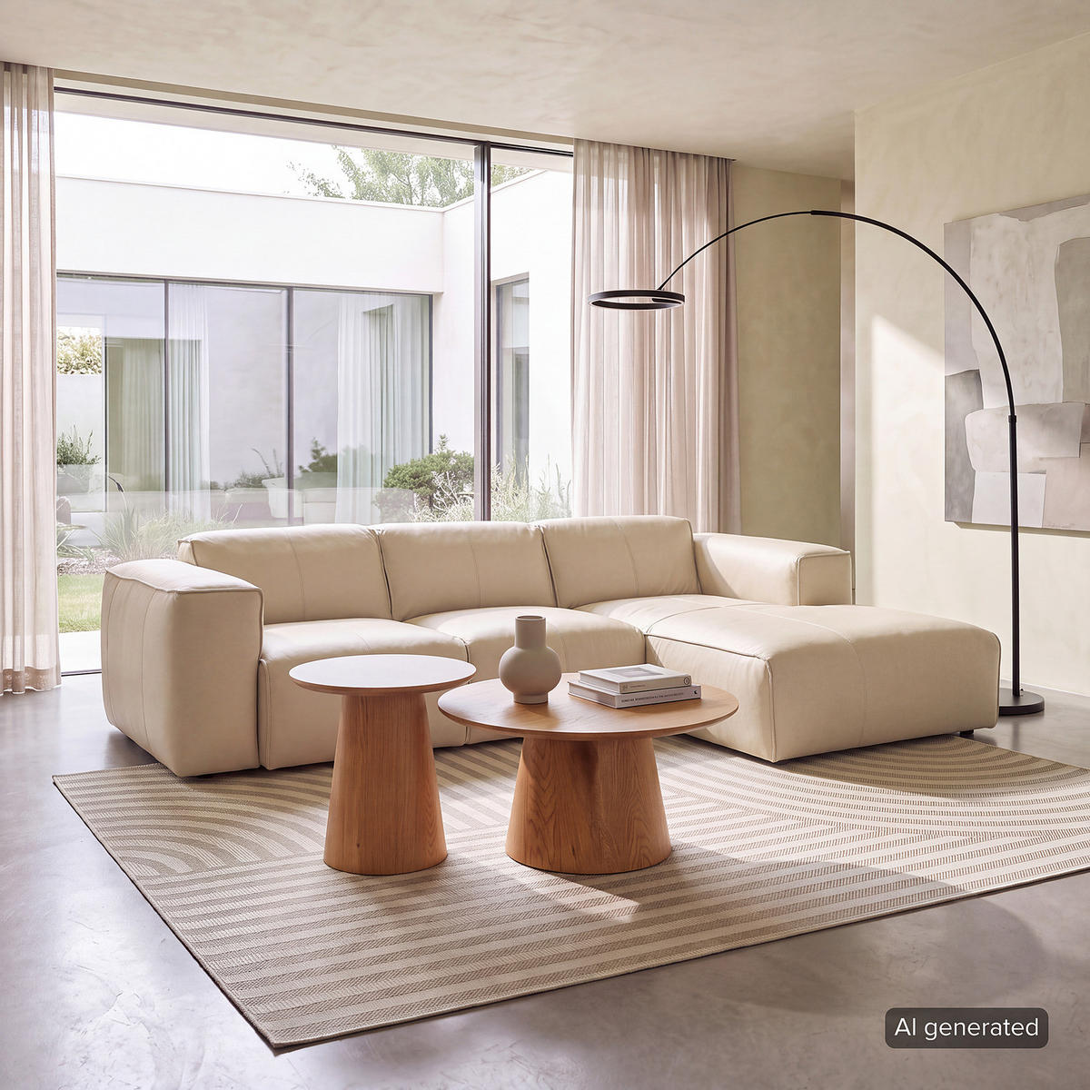 3-SITZER ECKSOFA mit Longchair - Hellgrau/Schwarz, Leder/Kunststoff (251/173cm) - home24