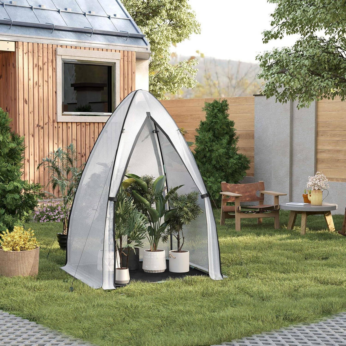 FOLIENGEWÄCHSHAUS, schwarzes Frostschutzgewebe, 120x180 cm - Schwarz/Weiß, Textil/Metall (120/180/120cm) - Woltu