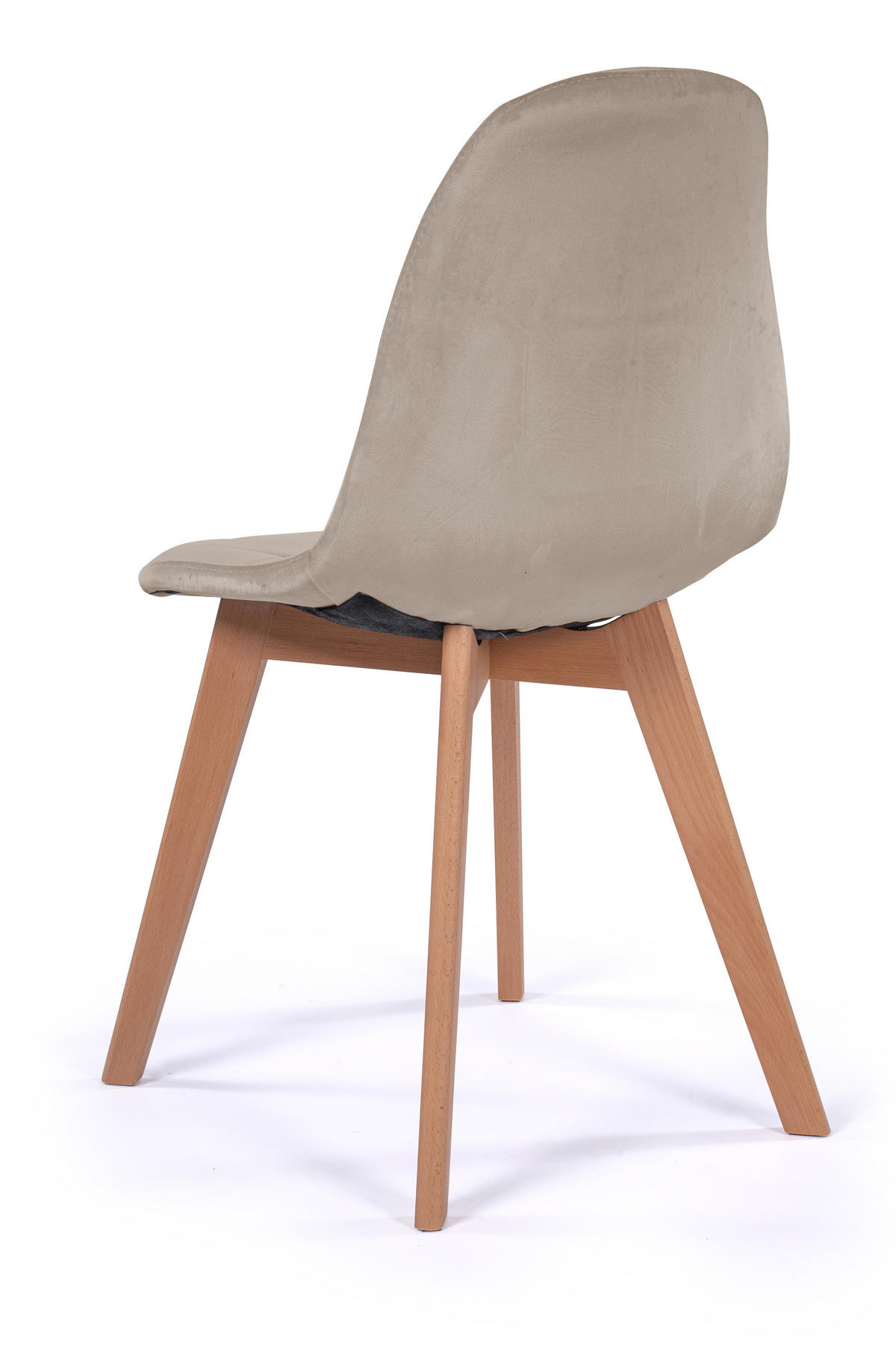 STUHL VEGAS im skandinavischen Stil - dunkelbeige - Samt Velours - Beige/Naturfarben, Holz/Kunststoff (47/86/42cm) - NEW HOME