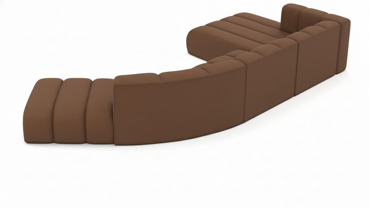 ECKSOFA L-Form GRAND Round, Stoff Salvador, Dunkelbraun, Rechts - Dunkelbraun, Holz (445/179cm) - Kaiser Möbel