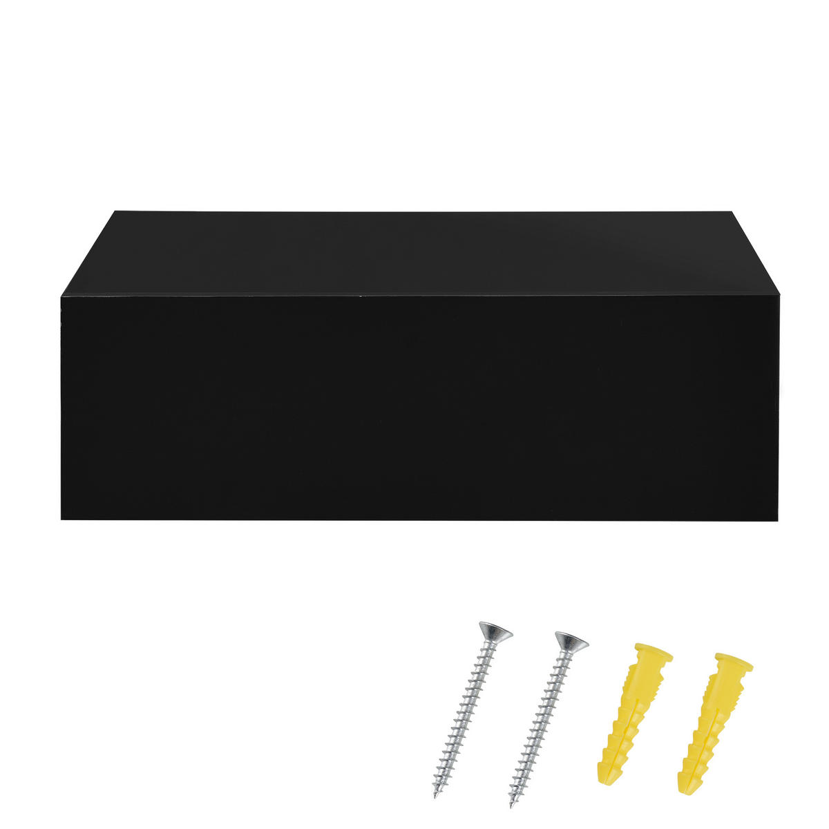 NÁSTĚNNÁ POLICE Oslo - vysoce lesklá černá, kompozitní dřevo (46/15/30cm) - [en.casa]