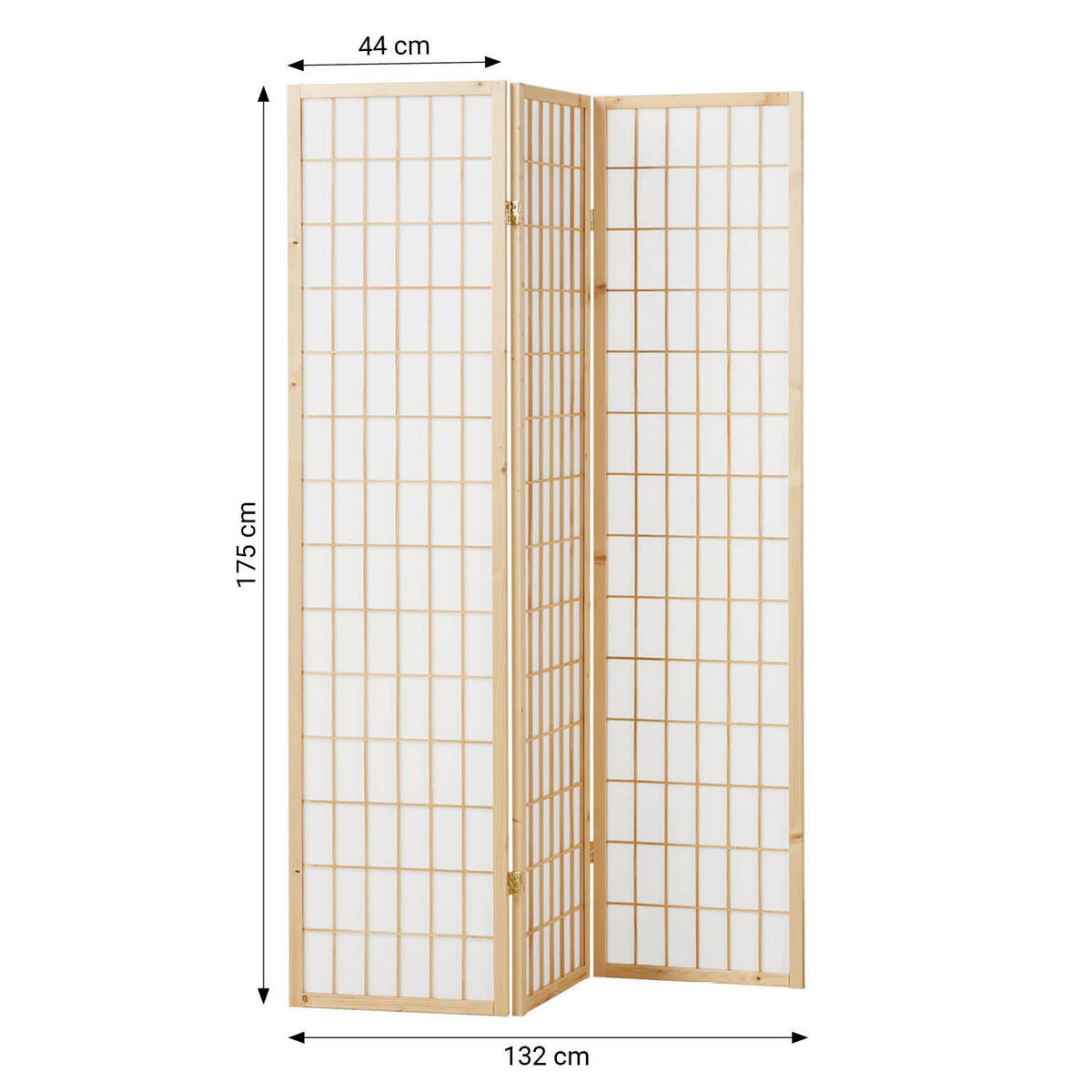 PARAVENT 3-tlg. 132/175 cm Braun Shoji - Braun, Holz (132/175/2cm) - Homestyle4u