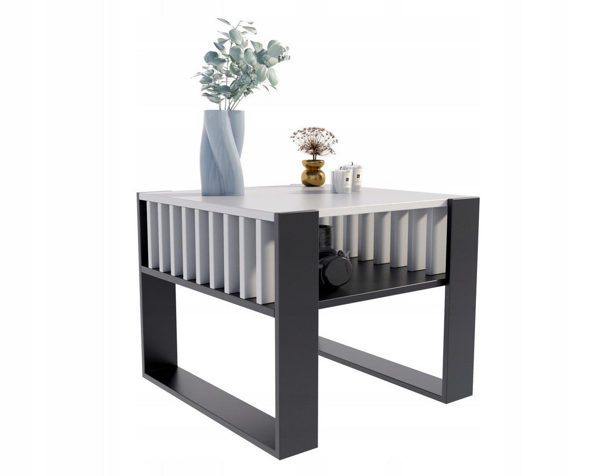 COUCHTISCH IGA Quadratisch Weiß-Schwarz 60/63,6/50 cm - Multicolor, Holzwerkstoff (63.6/60/50cm) - Matkam Möbel