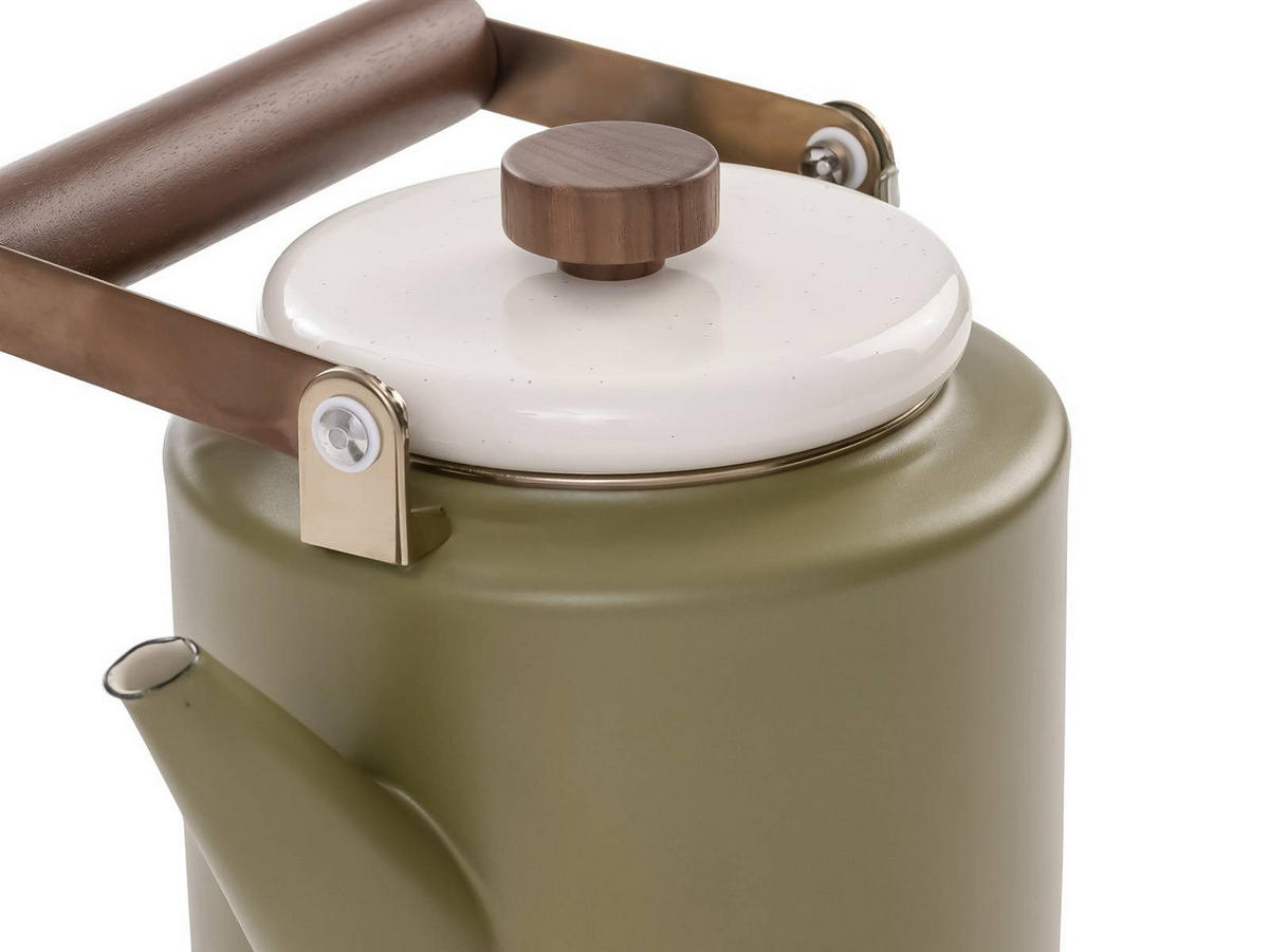 KAFFEEKANNE Emaille olive 2-Tone-creme 3,2L - Grün, Metall (3.2L) - BAREBONES