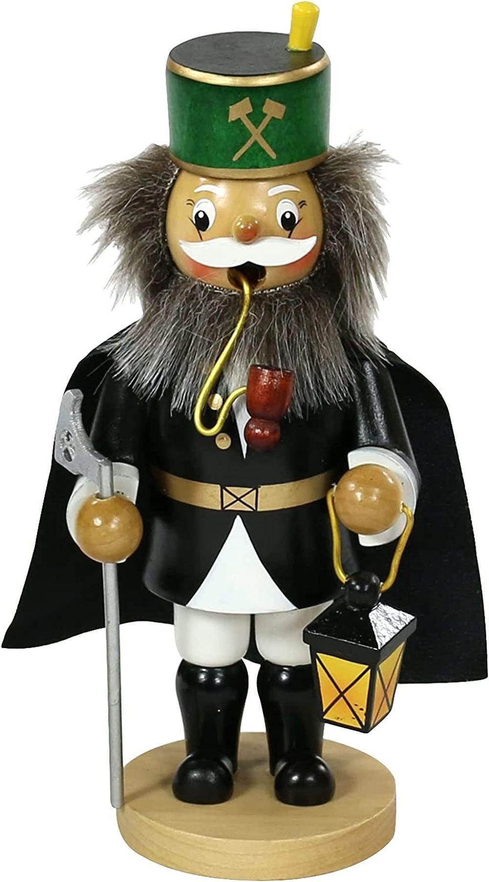 RAUCHFIGUR Bergmann mit Umhang u. Laterne 9/6/17 cm - Schwarz, Holz (6/17/9cm) - Dekoteam24