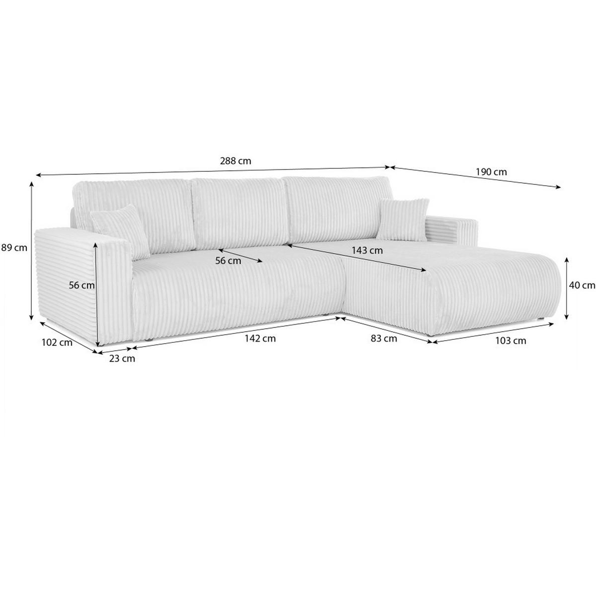 ECKSCHLAFSOFA Porto mit universelle Ottomane, Dunkelgrau - Dunkelgrau/Schwarz, Textil (288/190cm) - Beautysofa