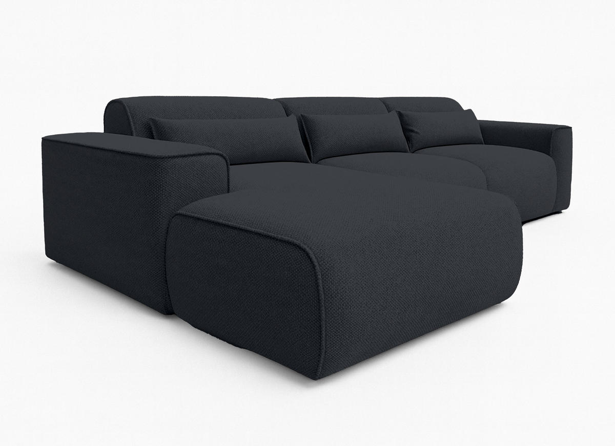 ECKSOFA L Form Ruyam Schwarz 310/165/78 cm – Schlaffunktion Links - Schwarz, Kunststoff/Textil (170/310cm) - AX Living