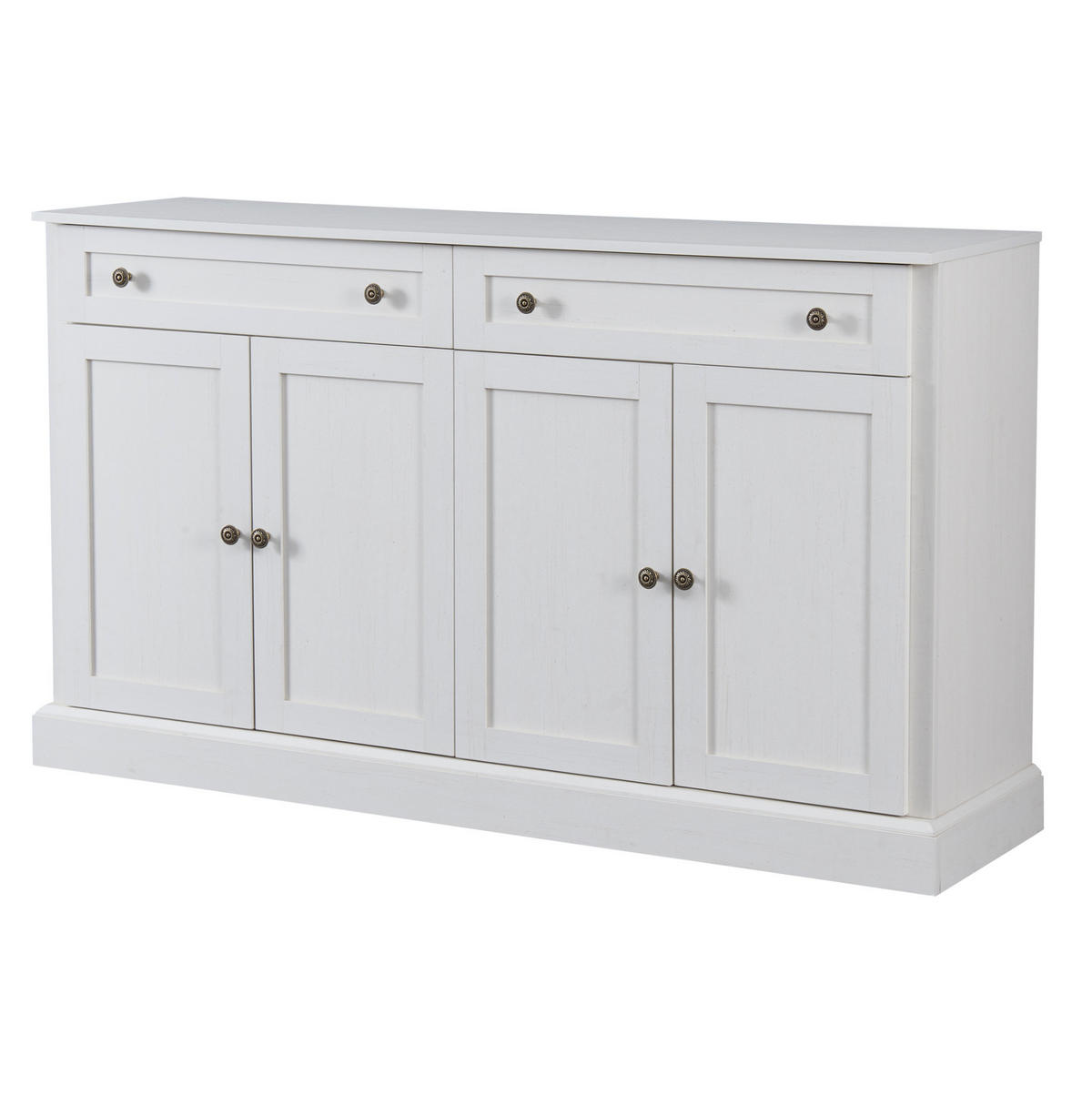 SIDEBOARD 150/40/86 cm mit 4 Türen, 2 Schubladen und verstellbaren Einlegeböden, Antikweiß - Weiß, Holzwerkstoff (150/86/40cm) - Redom