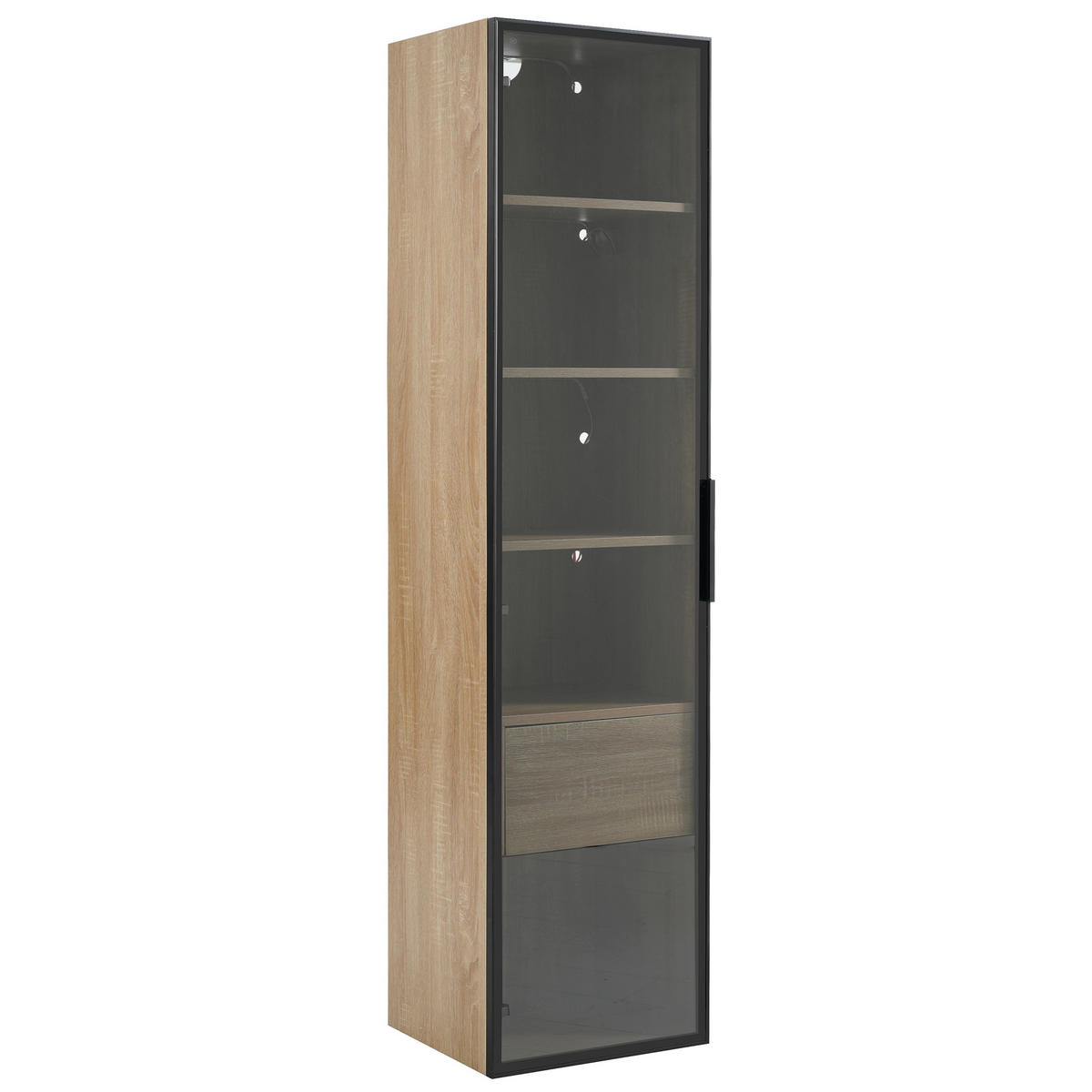 VITRINENSCHRANK in Holzoptik 40/34.5/165 cm - Braun, Glas/Holzwerkstoff (34.5/165/40cm) - Urban Meuble