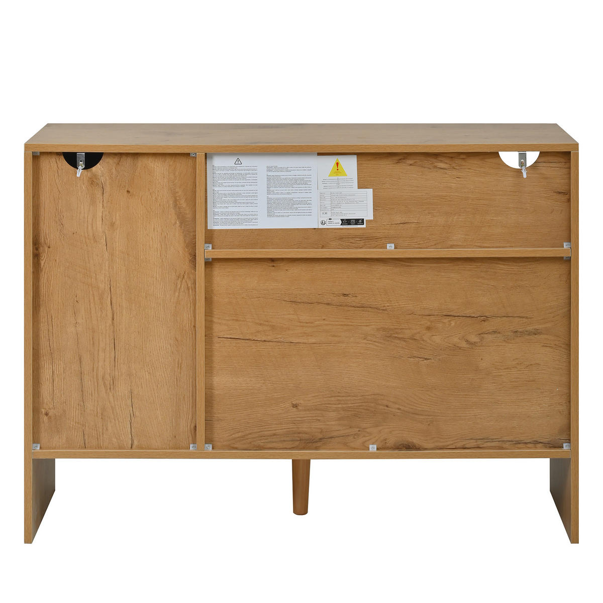 SIDEBOARD holzoptik & rattan mit 3 schubladen & 2 türen - Naturfarben, Holzwerkstoff (105/76/40cm) - Urban Meuble