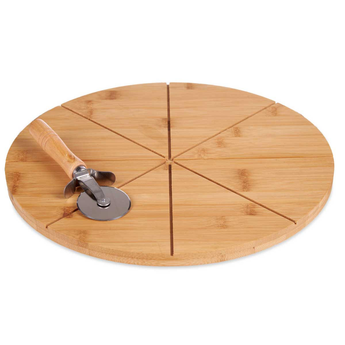 PIZZABRETT Bambus 35 cm + Pizzamesser - Braun, Naturmaterialien (35.2cm) - Kinvara