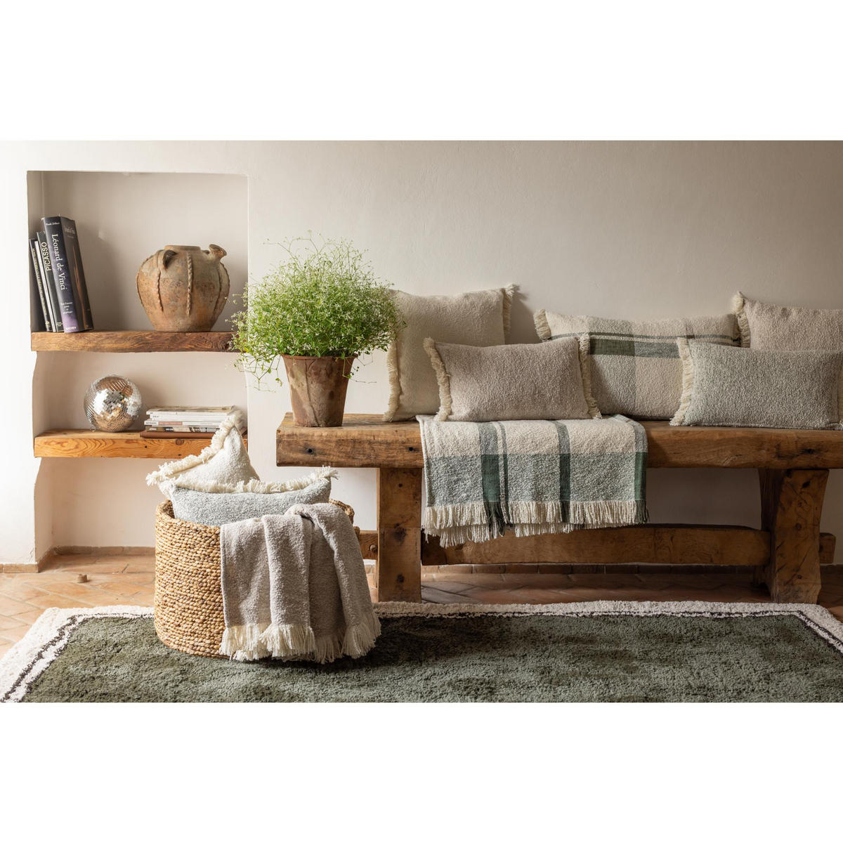JACQUARD-DECKE Jane multico 130 x 160 cm - Waldgrün, Textil (130/160cm) - Vivaraise