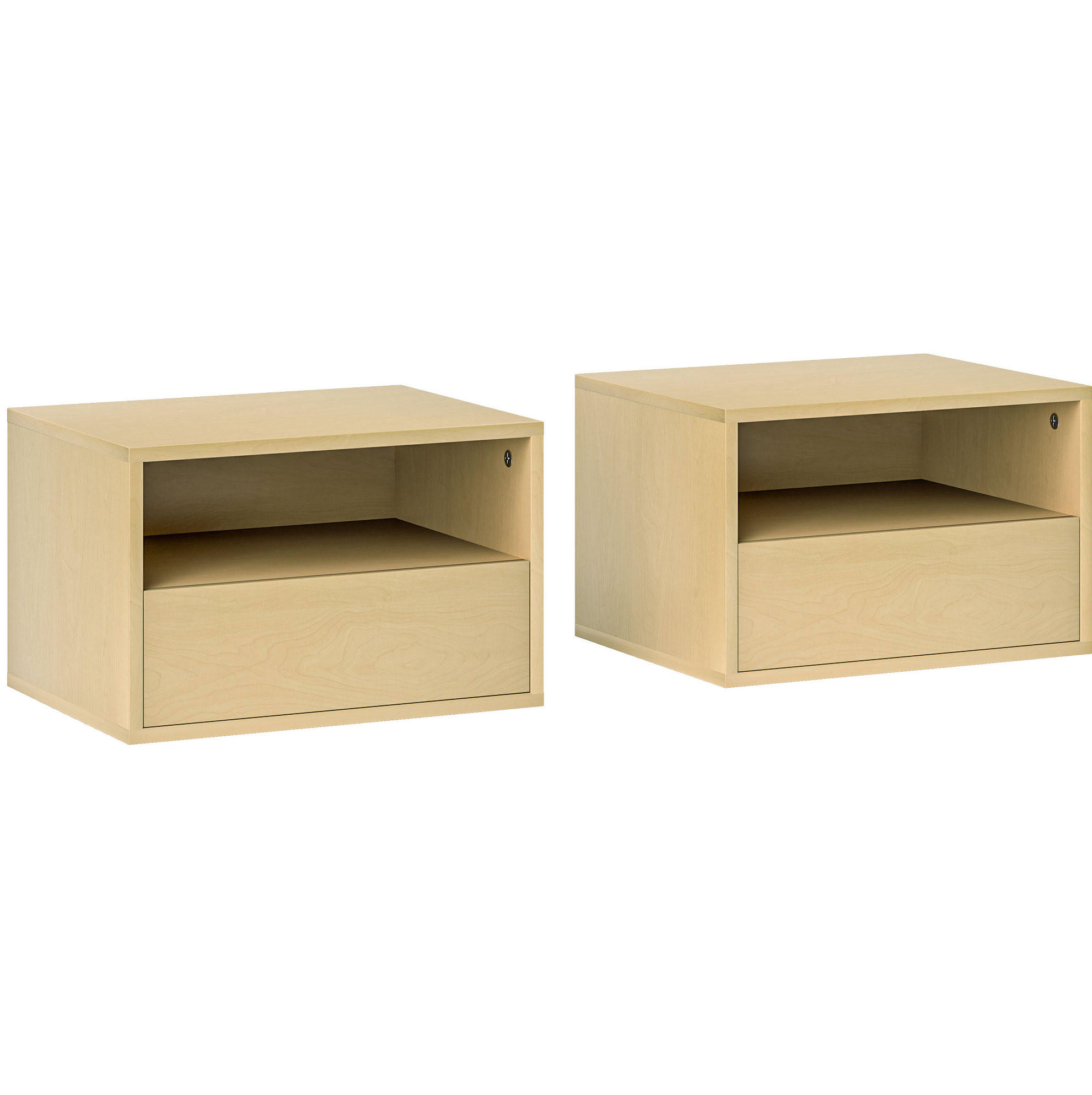 HÄNGENDER Nachttisch-Set (2 Stk.) aus Holzwerkstoff mit Schublade & offenem Fach, 45/35/27,5 cm, Natur - Naturfarben, Holz (45/27.5/35cm) - Redom