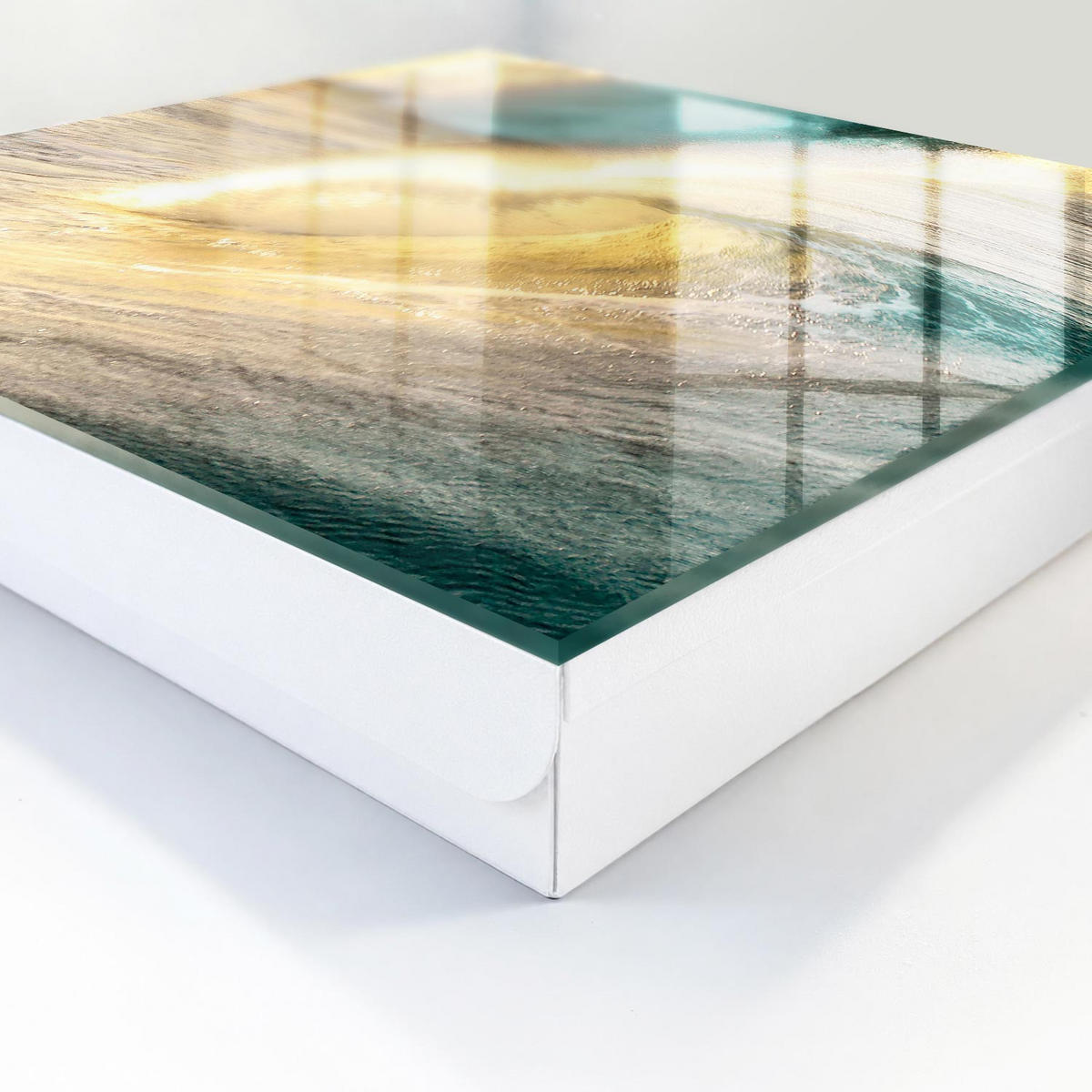 SCHLÜSSELBOX Weiß 30x30 cm – Türöffnung nach rechts - Meereswelle - Gelb, Metall (30/30/5cm) - TULUP
