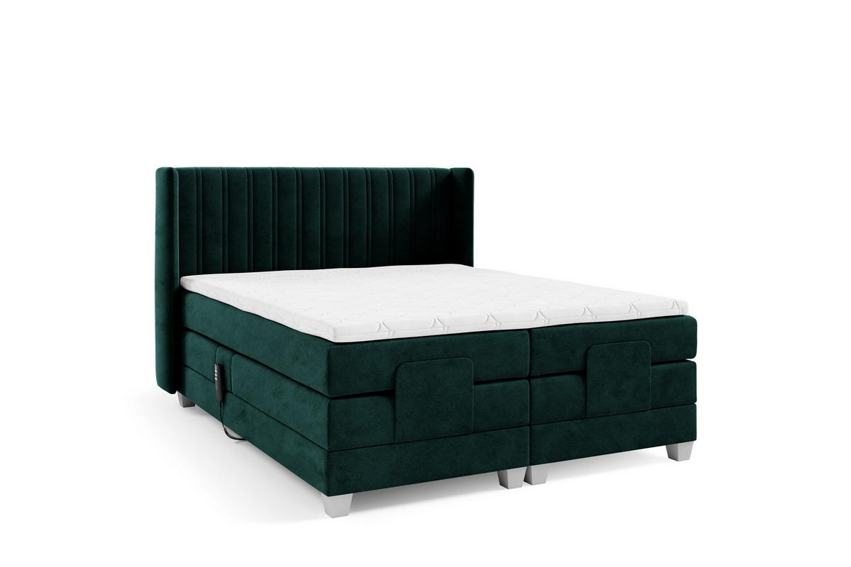 BOXSPRINGBETT Bett Elektrisch Magnus - Grün, Holzwerkstoff/Textil (160/200cm) - Fun Möbel