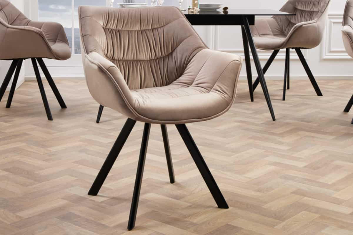 STUHL THE DUTCH COMFORT Samt Greige 80 cm - Champagner/Beige, Textil/Metall (67/82/63cm) - riess-ambiente