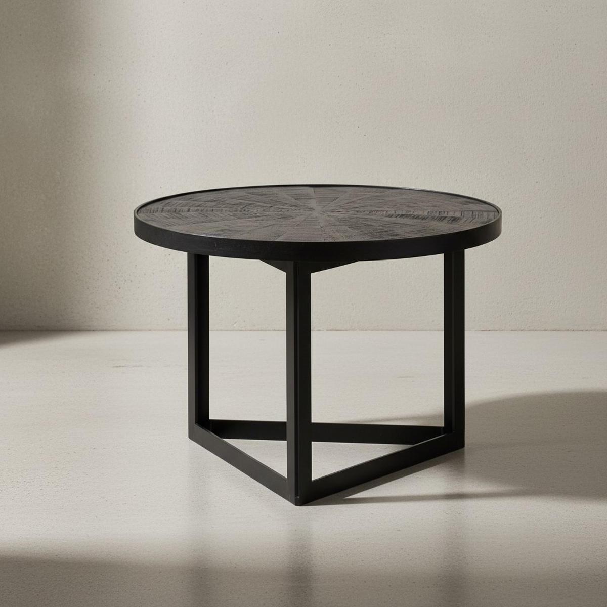COUCHTISCH Schwarz Massivholz Mango Rund 58x58x40 cm Industrial Design - Schwarz, Holz/Metall (58/58/40cm) - KADIMA DESIGN