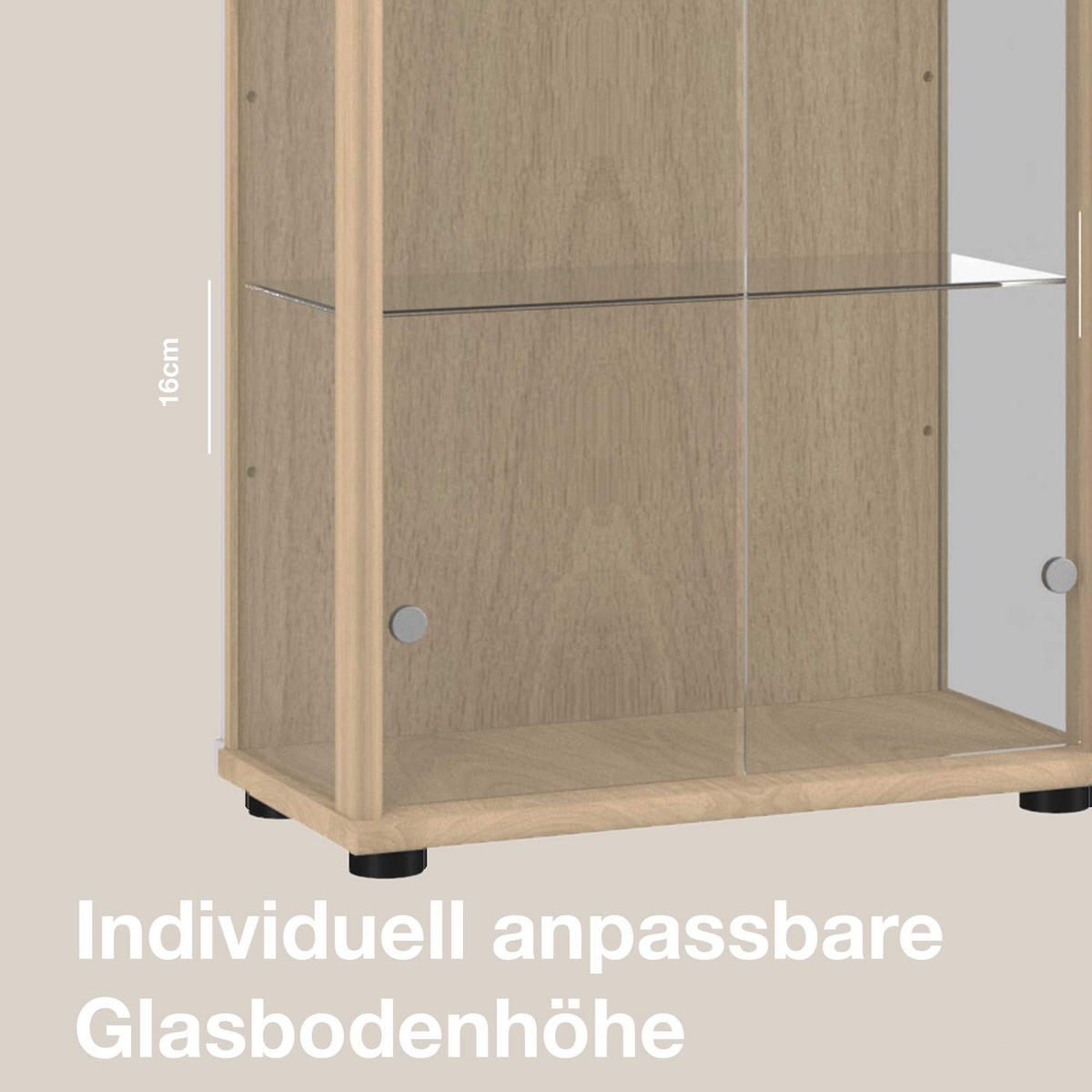 GLASVITRINE 33/67/176 cm mit LED & 4 höhenverstellbaren Glasböden - Transparent/Silberfarben, Glas/Holzwerkstoff (67/176/33cm) - K-Möbel