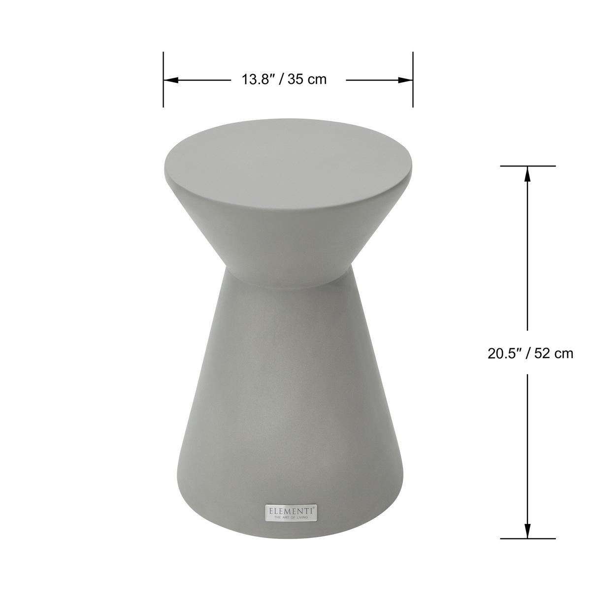 BEISTELLTISCH ROME rund Klein Betonoptik 35 x 35 x 50 cm - Grau, Naturmaterialien (35/35/52cm) - Elementi