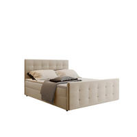 BOXBETT Mit Bettkasten Matratze Topper AMOR Creme 180x200 cm H2-Pocket - Creme/Schwarz, Holz/Holzwerkstoff (180/200cm) - Kaiser Möbel